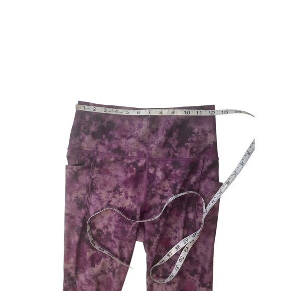 Athleta Salutation Stash Pocket Leggings Purple Tie-Dye Print High-Rise 7/8 Leng - Picture 7 of 11